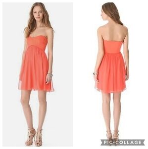 DVF Diane Von Furstenberg Asti Short Silk Chiffon Dress Coral